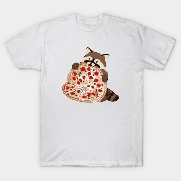RACCOON PIZA T-Shirt by mohamed705